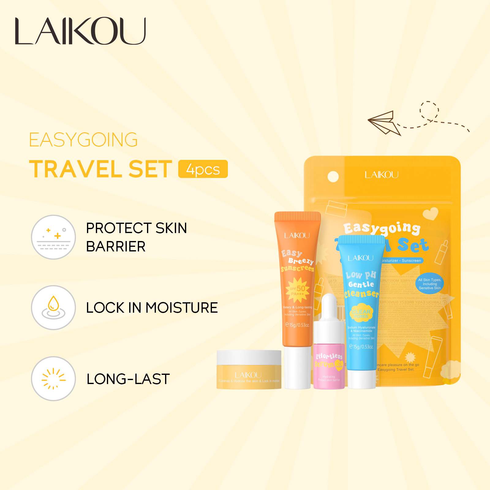 4 قطعة Laikou سيراميد بدلة سفر - مراجعة Hyaluronic Acid Facial Serum وسعره
